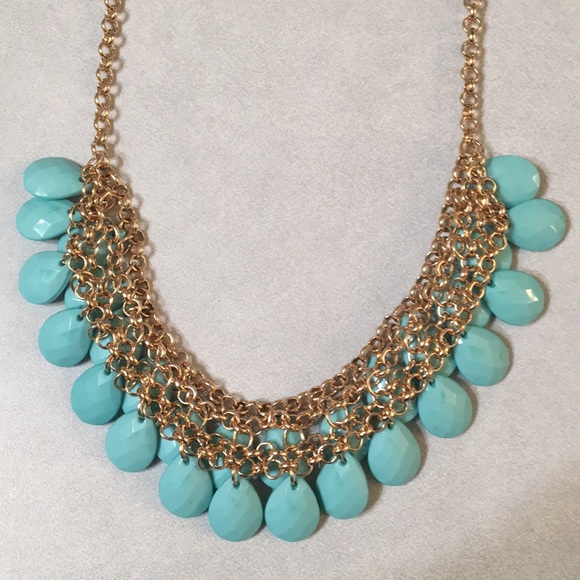 Teal teardrops necklace - Picture 3 of 3